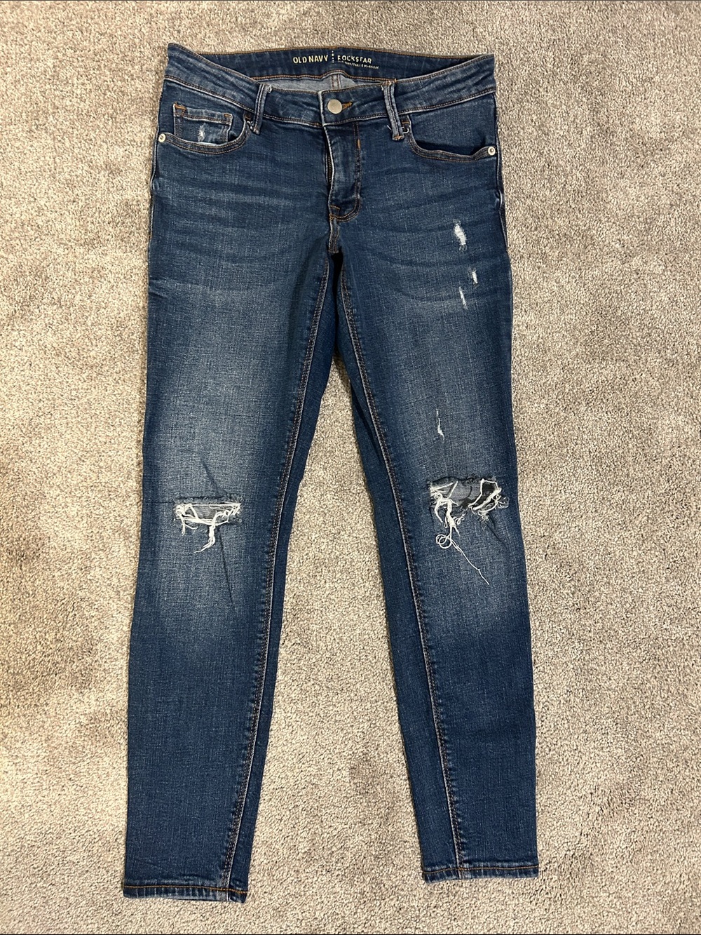 Dark Blue Distressed Skinny Jeans
